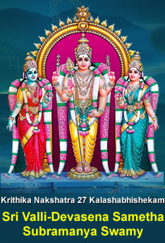 Krithika Nakshatra 27 Kalashabhishekam to Sri Valli - Devasena Sametha Subramanya Swamy